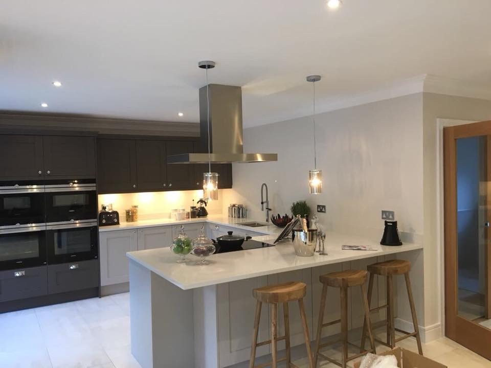Kitchen island with pendant lights