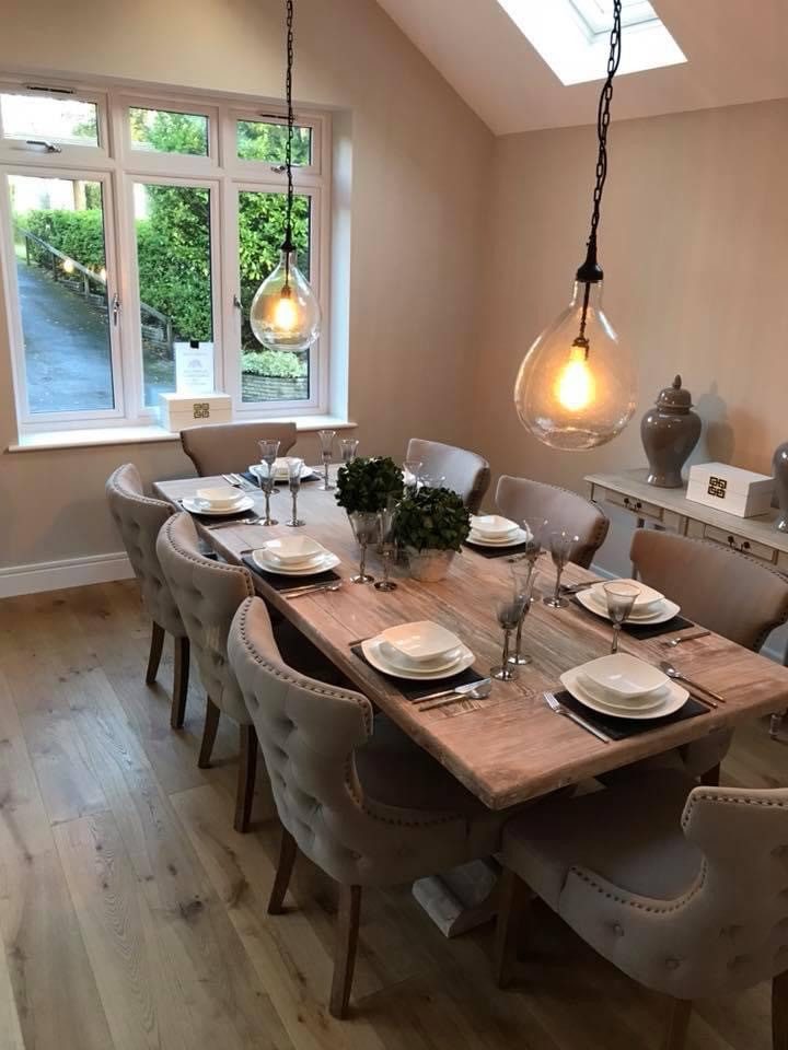 Dining room with pendant light in a new build
